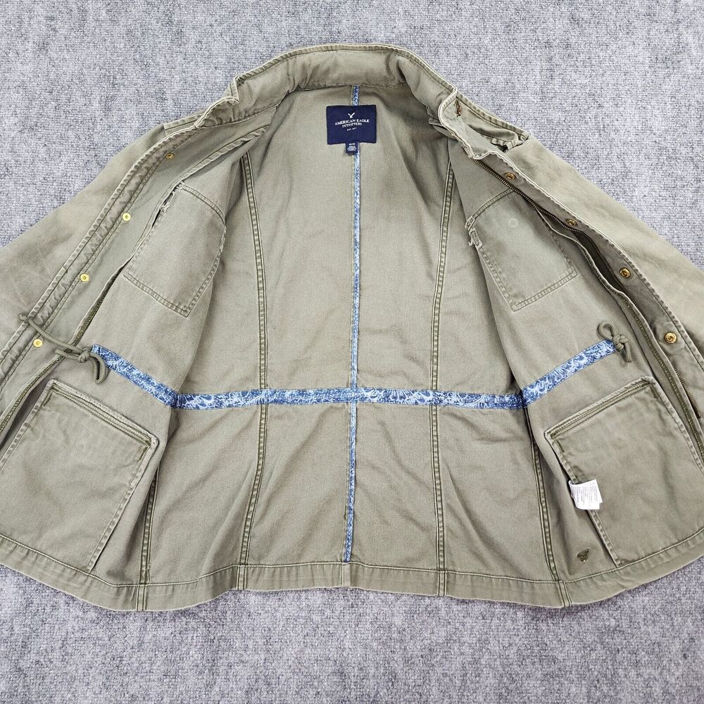 American Eagle Jacket Womens Medium Green Full Zip Button Up Military Chore Coat - Picture 15 of 16